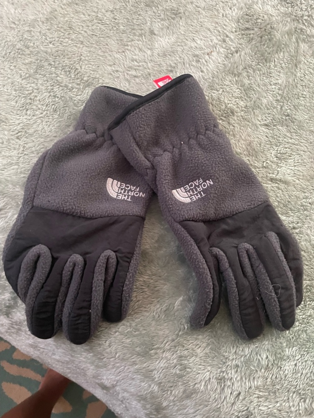 The North Face Dark Gray Fleece Gloves with Black Palms